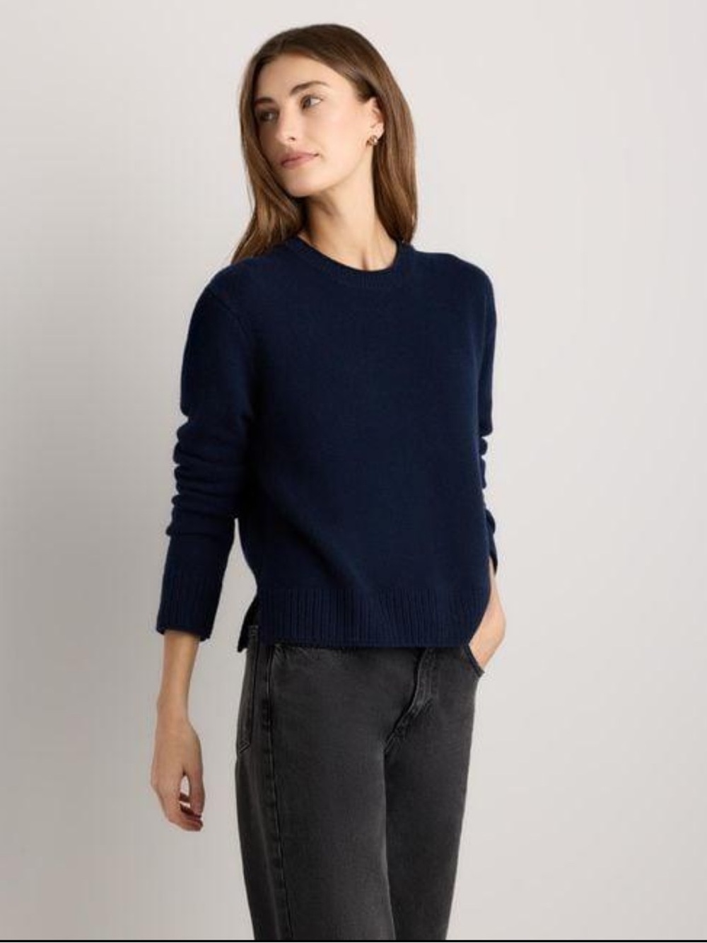 Quince Navy Mongolian Cashmere Crewneck Sweater Size Medium